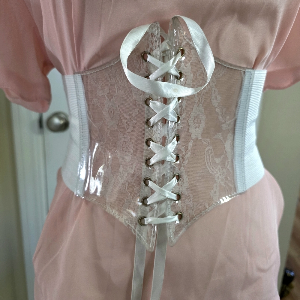 White Lace-Up Corset Belt